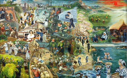 国家総力戦を描いた女性画家たち・「大東亜戦皇国婦女皆働之図