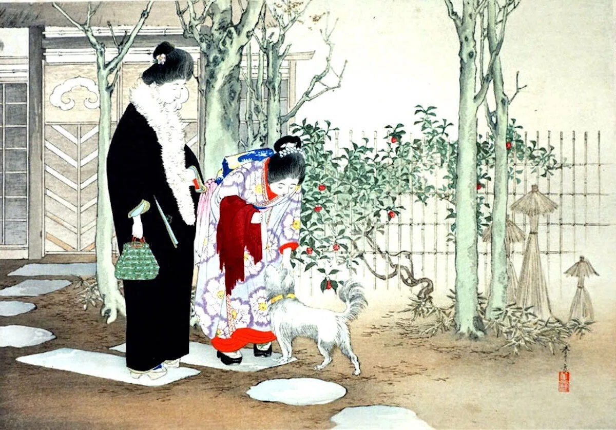 水野年方「三井好 都のにしき 6 秋 外出」 明治37年(1904)頃 太田記念美術館蔵のコピー