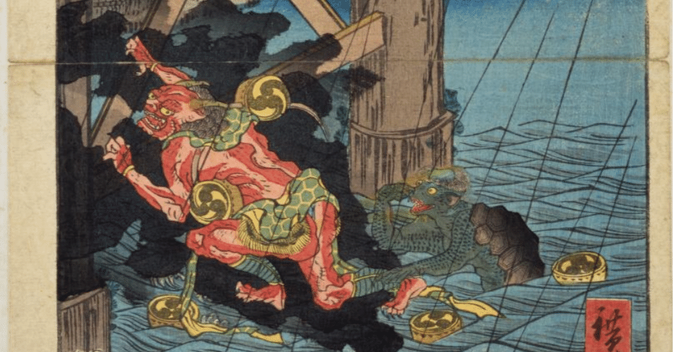 両国の夕立」−金箔の代わりに黄色い放屁−『江戸名所道戯尽』｜おう