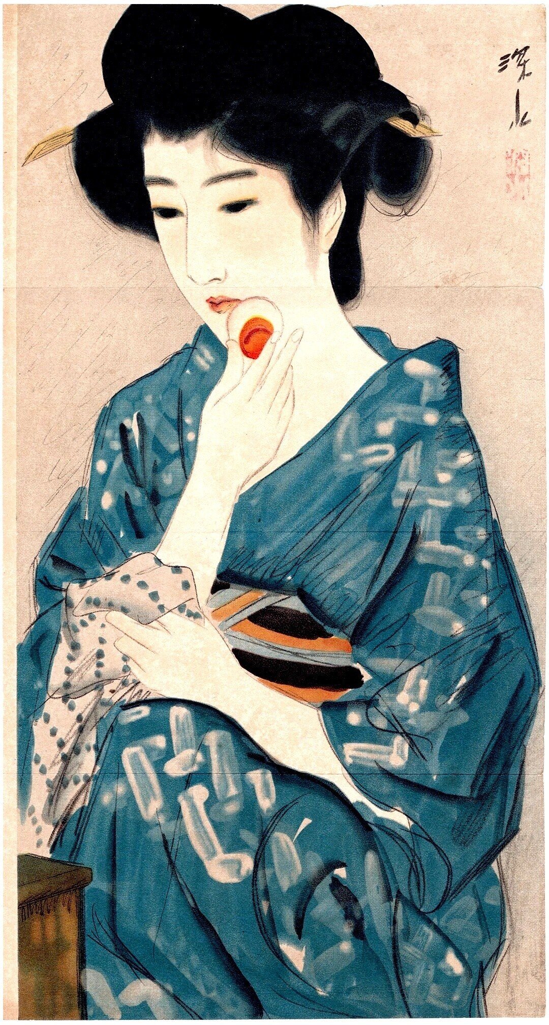 今日の一枚）伊東深水：パウダーを塗る鏡の前の美しさ｜artoday