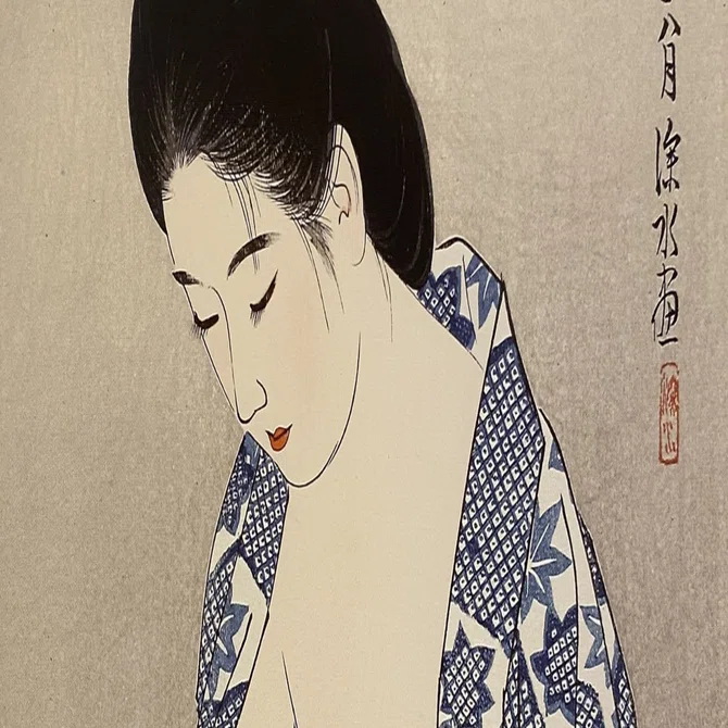 伊東深水「爪びき」木版画 今日の一枚）伊東深水：「つめ」｜artoday - chiaki