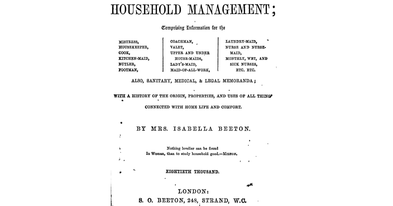 ミセス・ビートンの家庭百科 1892年 ビートン夫人の家政本 Mrs. Beaton's Book of Household Management