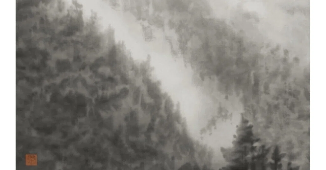 東山魁夷の山雲』水墨画で模写 ｜せきぞう、
