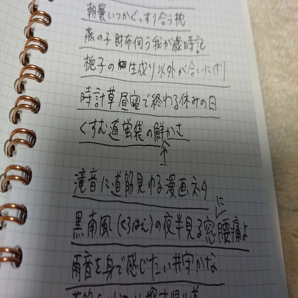 俳句の記録 小満 6 5 三四四 Note