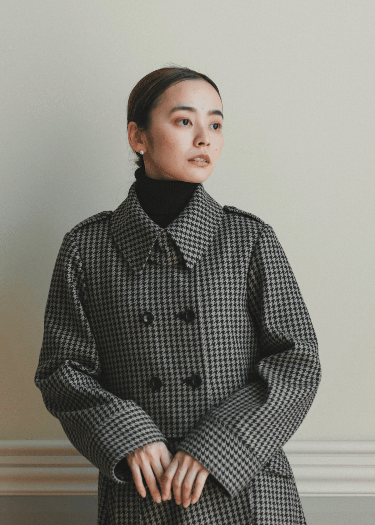 houndstooth cropped jacket & houndstooth asymmetry skirt〈AW