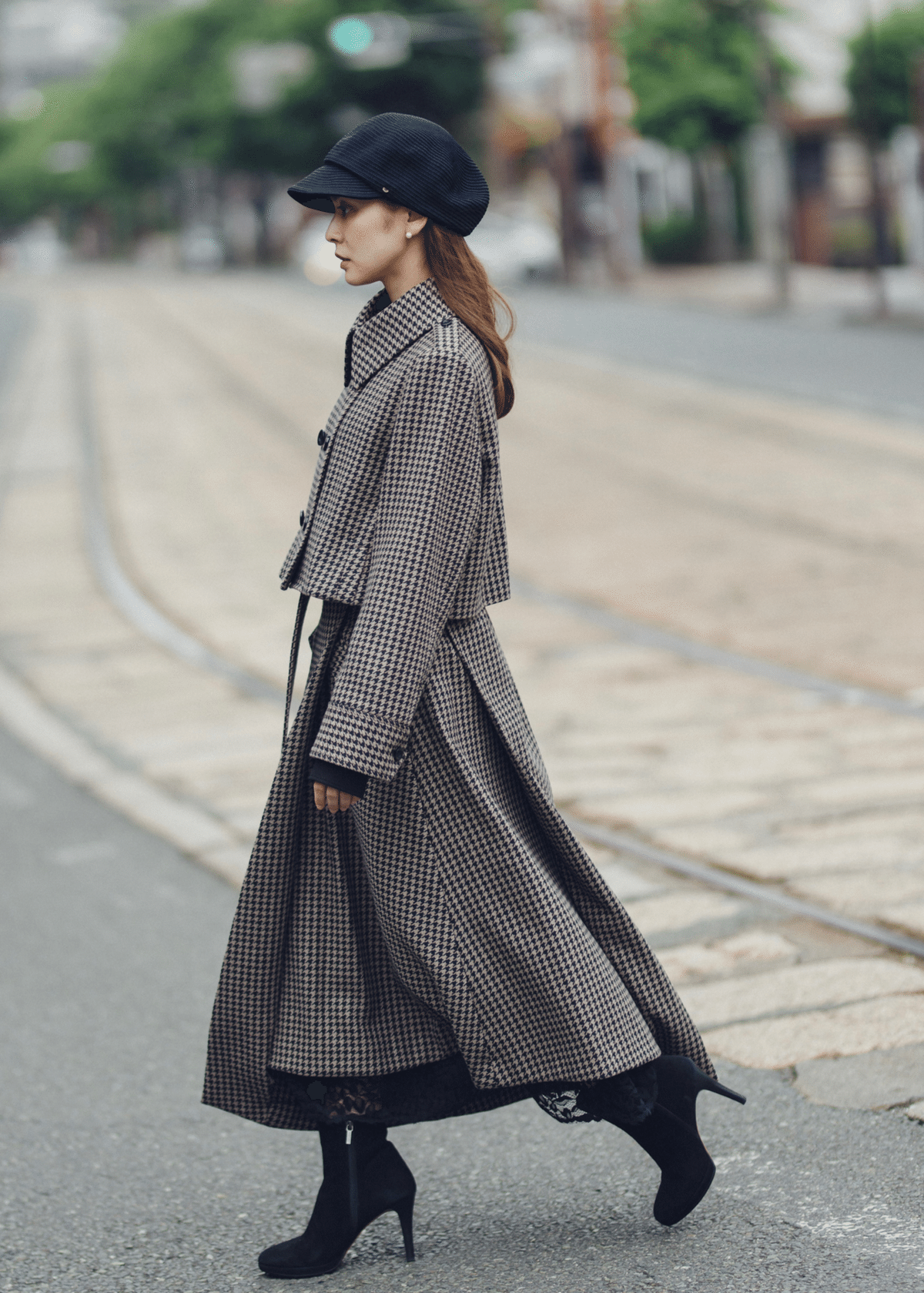 houndstooth cropped jacket & houndstooth asymmetry skirt〈AW houndstooth cropped jacket & houndstooth asymmetry skirt〈AW