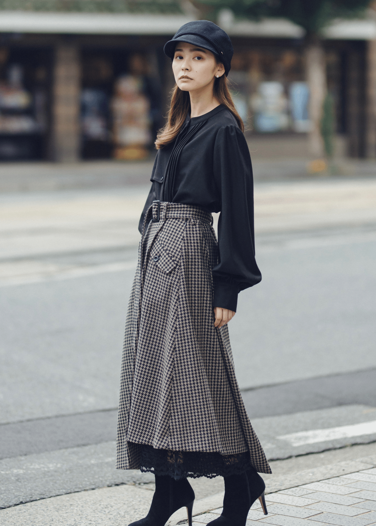 houndstooth cropped jacket & houndstooth asymmetry skirt〈AW houndstooth cropped jacket & houndstooth asymmetry skirt〈AW