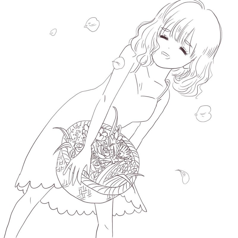 イラスト練習 花籠と少女 うたり Note イラスト練習 花籠と少女 うたり Note