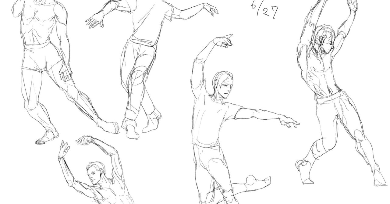 18カ月間、休み休みクロッキーしつつ、2022年6月は男性を描くのを