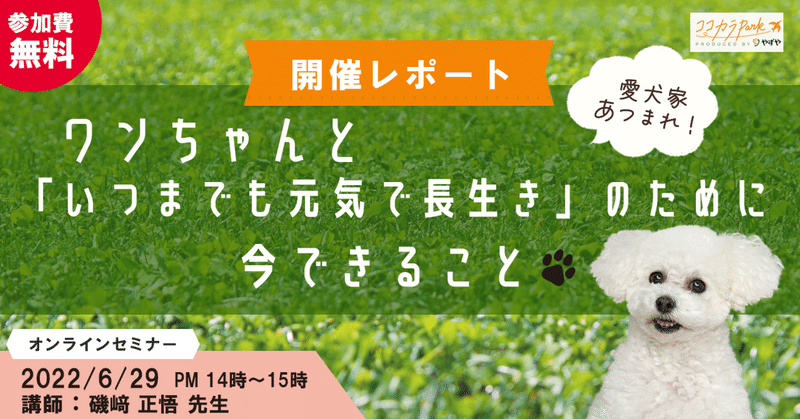 【開催レポート】ワンちゃんと「いつまでも元気で長生き」のために今できること！オンラインセミナー