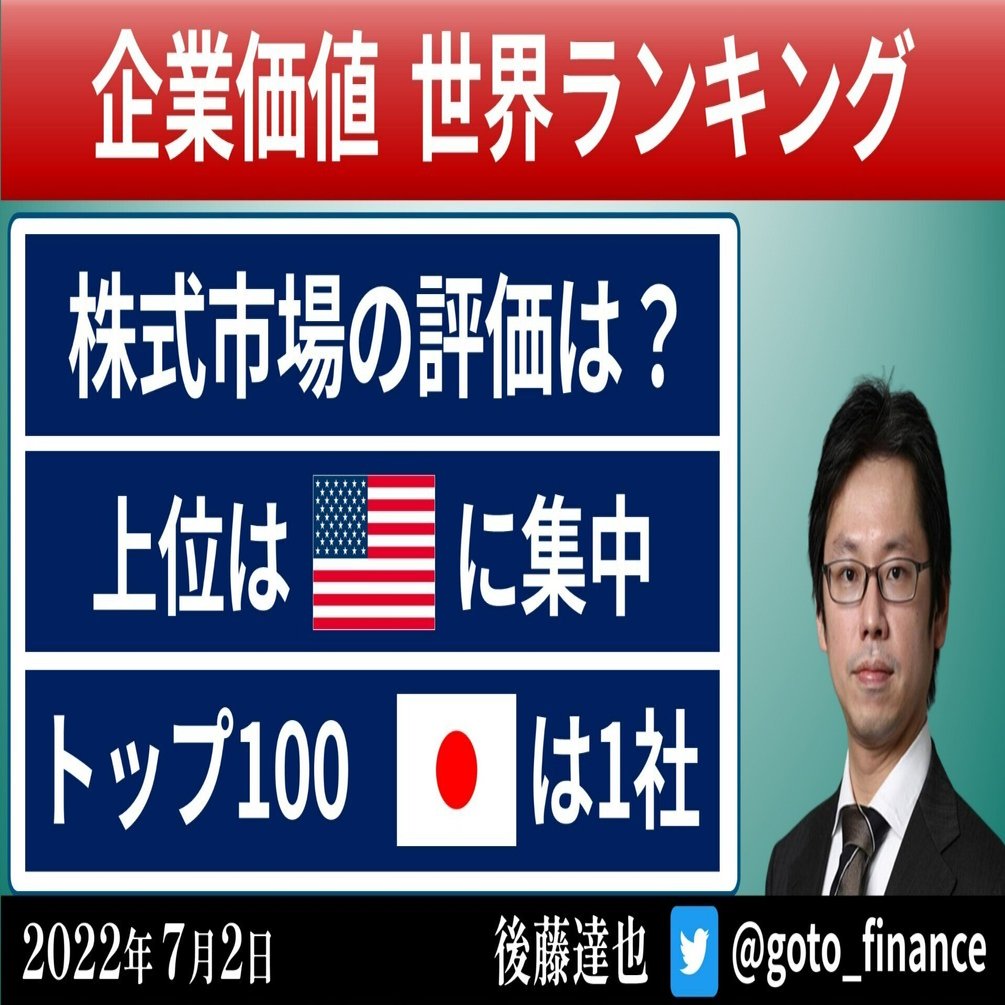 世界の企業ランキング（2022年6月末）｜後藤達也