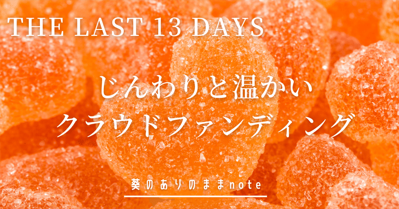 【The Last 13 days】じんわりと温かいクラウドファンディング