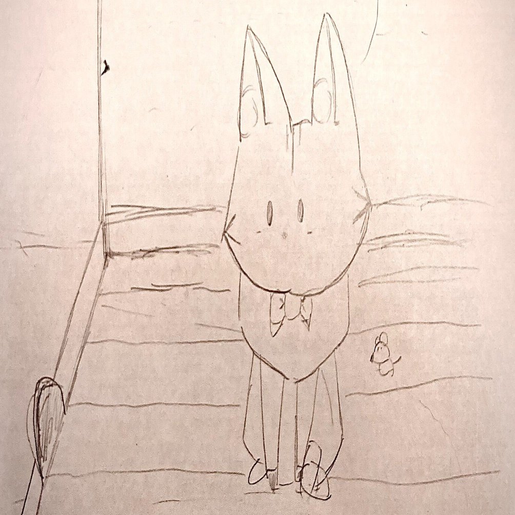 壁の穴を怪しむ猫の絵 22 07 16 芭蕉ばなな 芭蕉ばなな お絵描きの人 Note