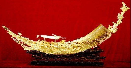 中国の道士像、象牙風