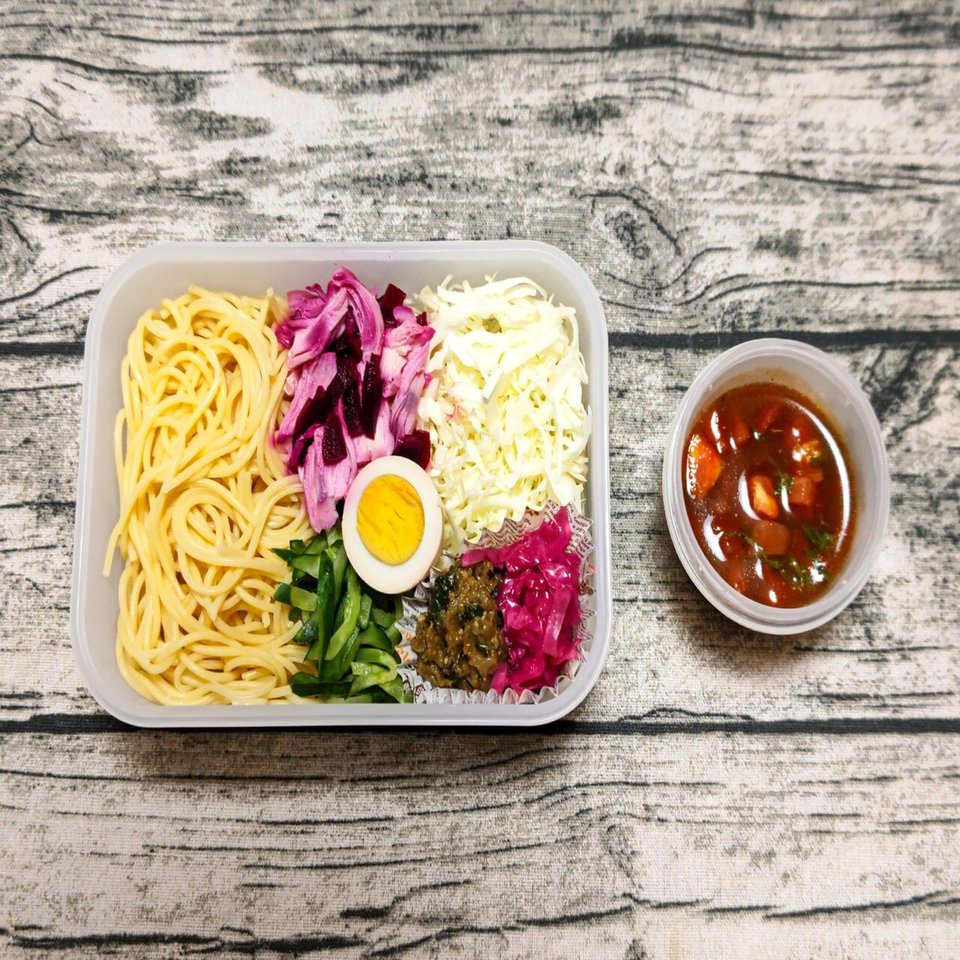 実験的パスタ弁当 22 7 19 ワカナ Note