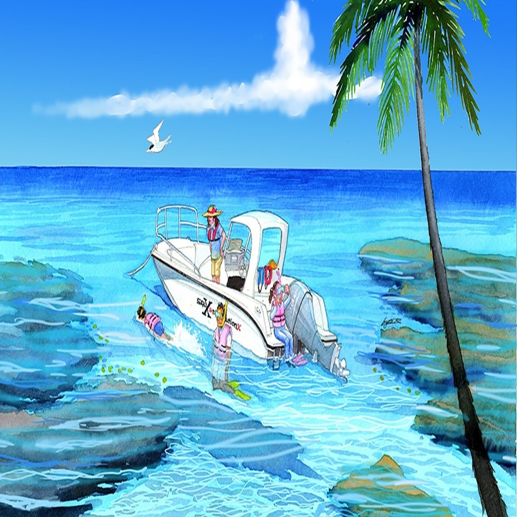 夏休みのヘッダー画像をお楽しみください ボート シュノーケリングで自然を満喫 ヤマハ発動機 海の時間です