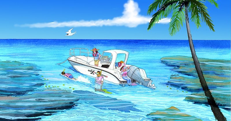 夏休みのヘッダー画像をお楽しみください〜ボート＆シュノーケリングで自然を満喫