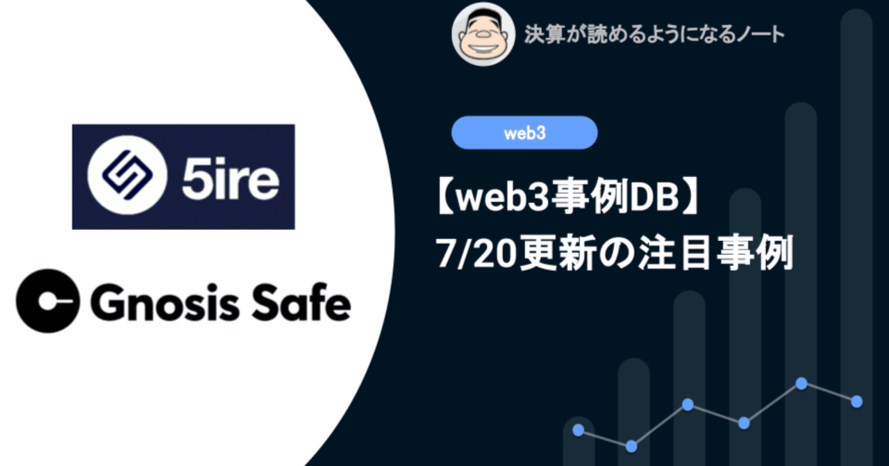 web3事例DB】7/20更新: 第5次産業革命のためのブロックチェーンエコシステム 構築の5ire、デジタル資産管理プラットフォームののSafe等｜決算が読めるようになるノート