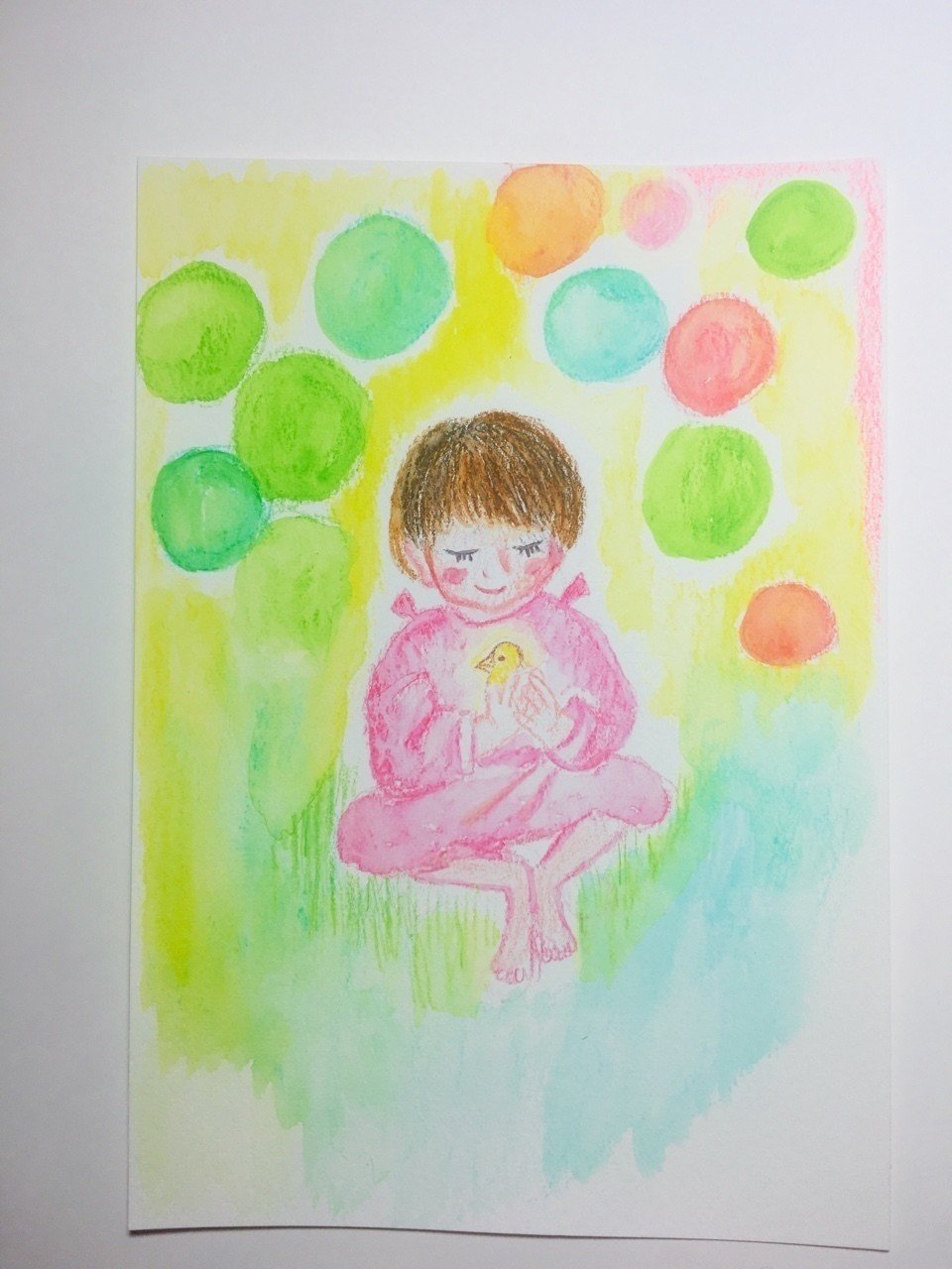 水彩画 ひよこ 嘉納百合子 Note