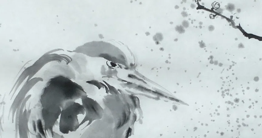 墨で鳥－水墨画練習帳｜KaoRu IsjDha｜note
