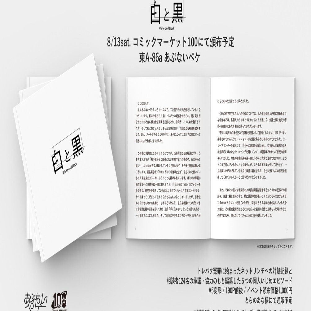 夏コミ新刊 白と黒 サンプル 評論 レポート こなつ Note