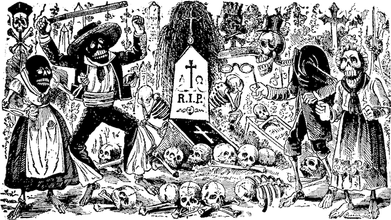 メキシコの風刺画家ホセ・グアダルーペ・ポサダの骸骨絵｜海洋生物の死