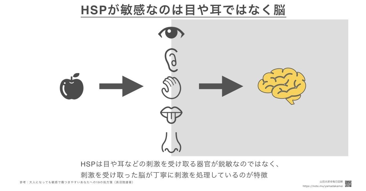 図解307 Hsp とても敏感な人 が敏感なのは目や耳ではなく脳 大人になっても敏感で傷つきやすいあなたへの19の処方箋 読書メモ図解 10 31図解差し替え 山田太郎 図解描き Note