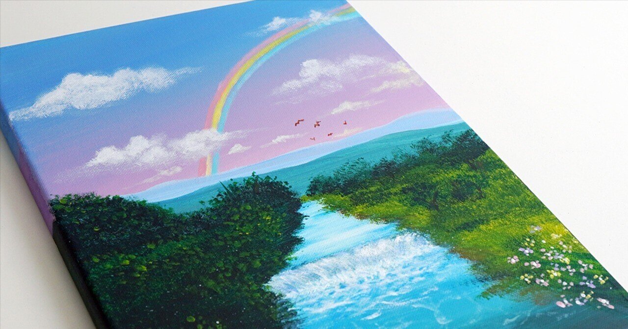 【虹が輝く時】アクリル画 F6 風景画 絵画 美しい海中景色】アクリル画 F6 風景画 絵画 原画 動物画 - 絵画