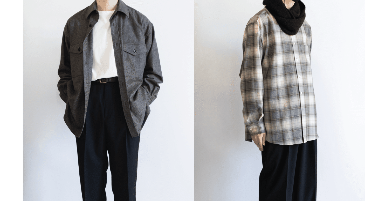 auralee22aw ウールチェックシャツ-