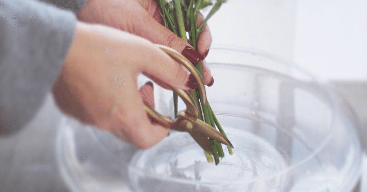 お花屋さんがやっている 花持ちが良くなるお手入れ方法は 水切りから始まる 暮らしの花研究家 Bloomingjoy Note