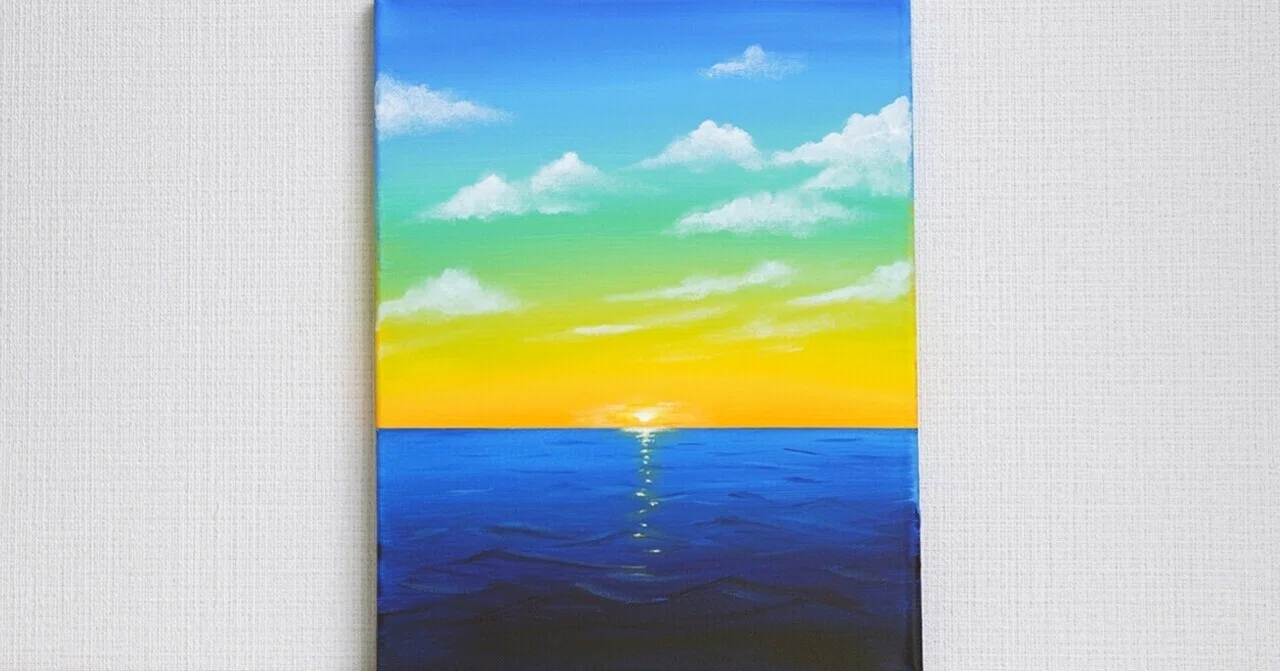 アクリル絵の具で「朝焼けの海」を描いてみた｜junya_art