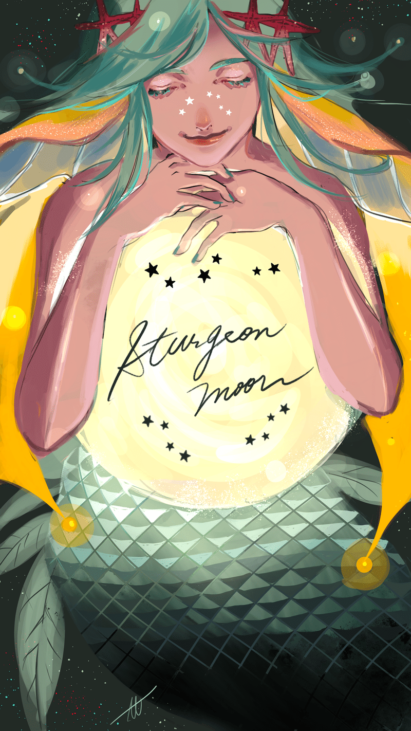 8月カレンダーイラスト Sturgeon Moon トト Note