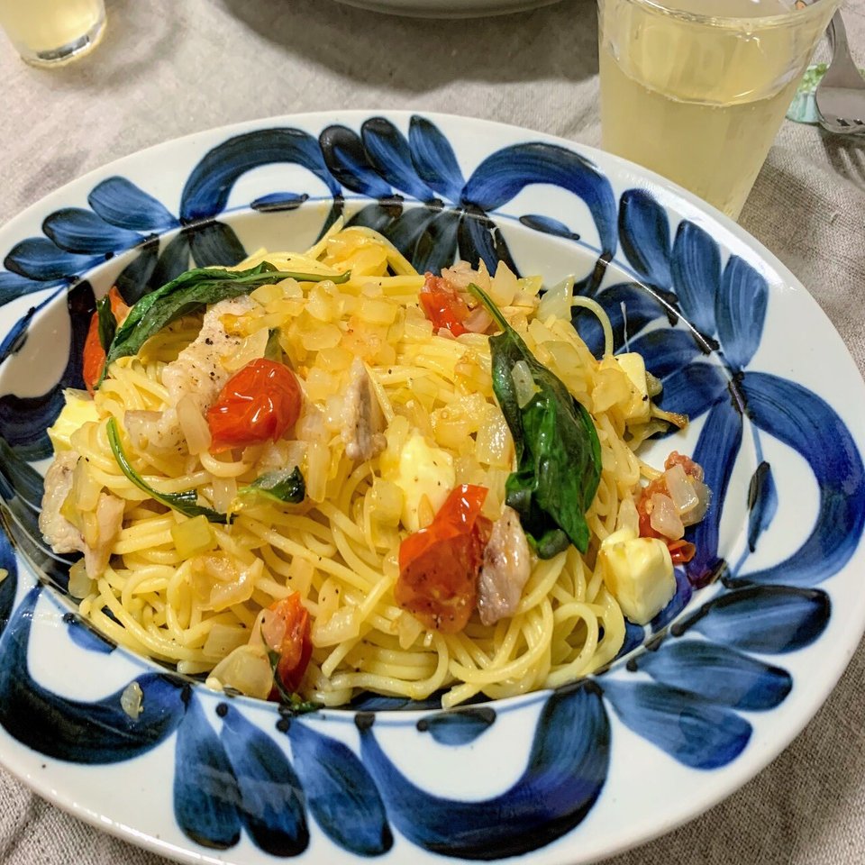 おうちごはん 家庭菜園バジルパスタ ささ Note