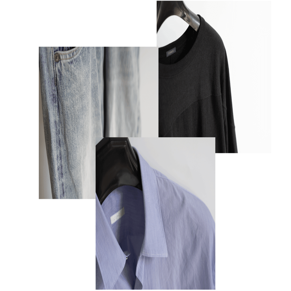 待望のコモリシャツ新色他、フットボールT、5PデニムBLEACHなど人気