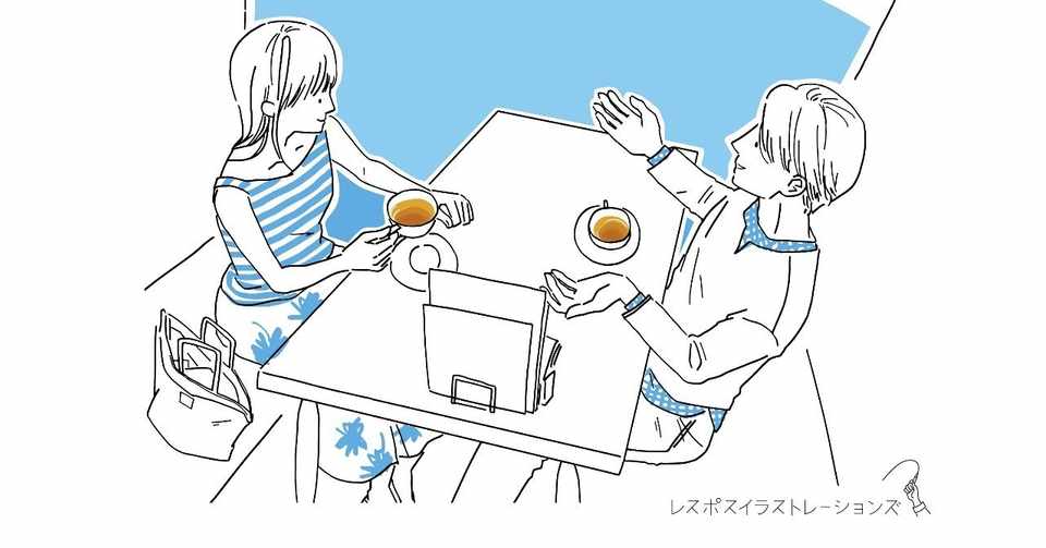 紅茶を片手にデート中の二人のイラストができるまで タカイチ イラスト Note