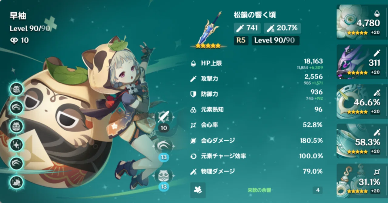特徴：ゲーム内のキャラクター「早柚」の衣装や武器を詳細に再現した