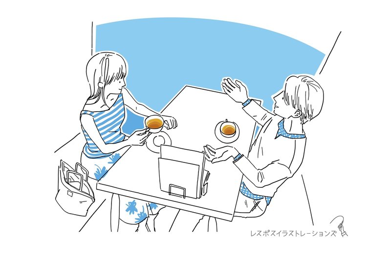 紅茶を片手にデート中の二人のイラストができるまで タカイチ イラスト Note