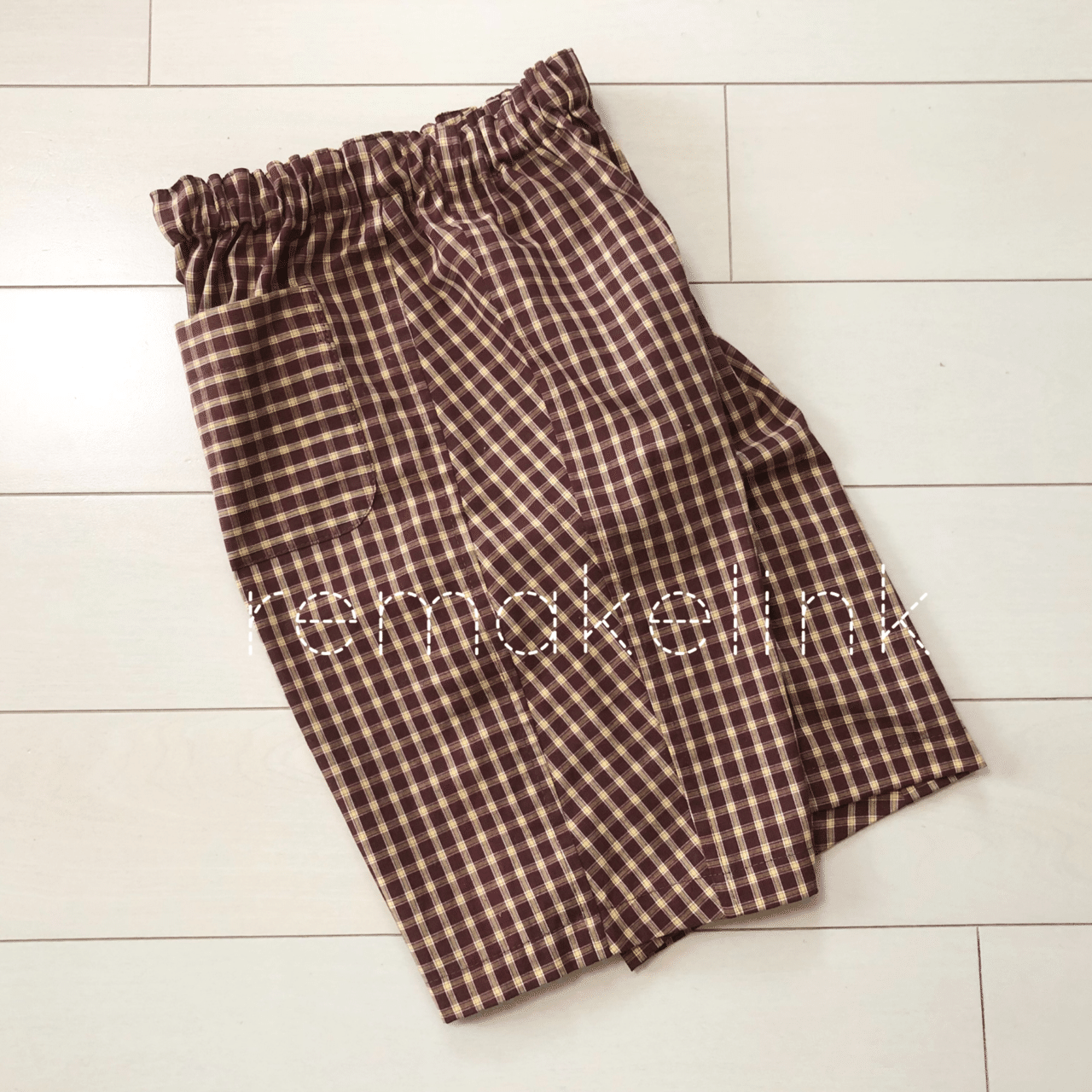 華　ミニチュアリメイクオーダー　3点　デザインスモック、シャツ、半ズボン シャツリメイク キッズハーフパンツ｜remakelink ／リメイクリンク