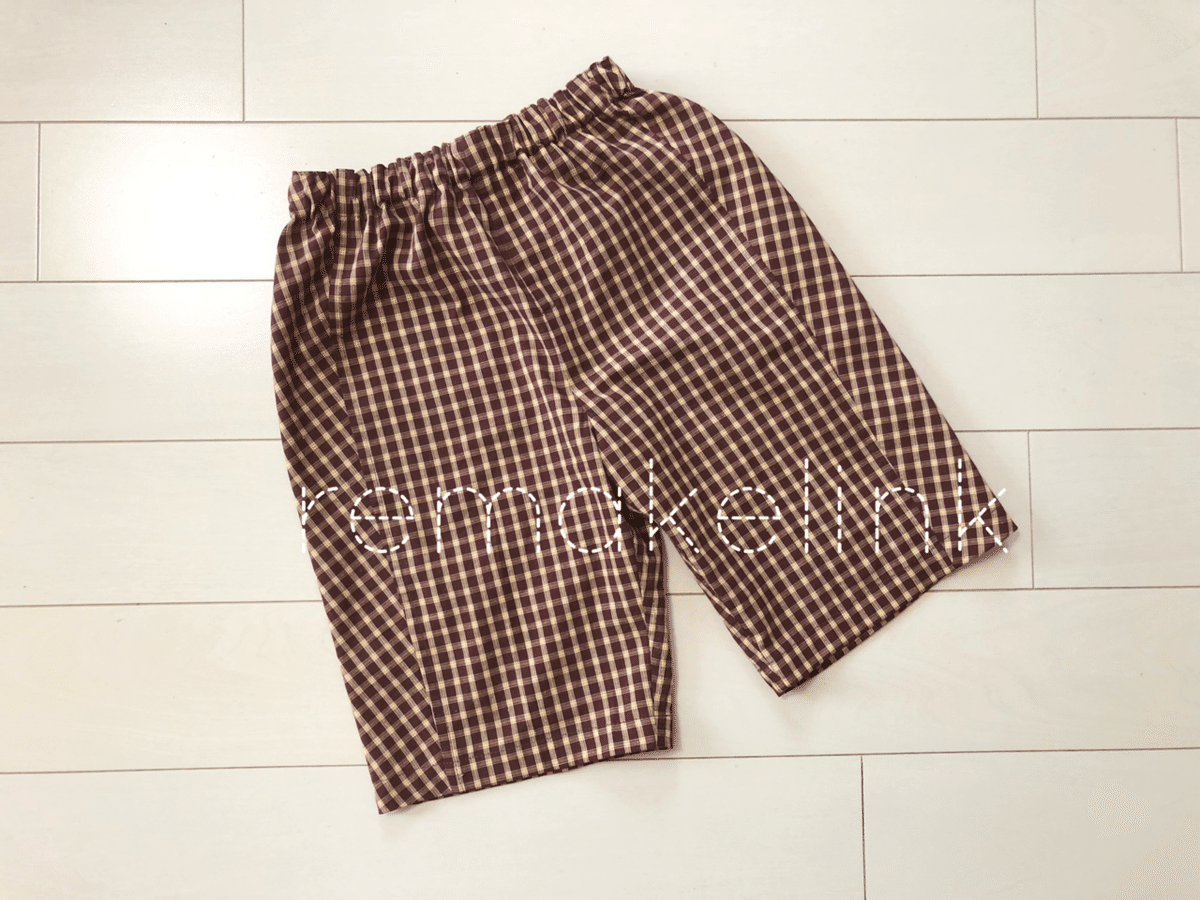 華　ミニチュアリメイクオーダー　3点　デザインスモック、シャツ、半ズボン シャツリメイク キッズハーフパンツ｜remakelink ／リメイクリンク