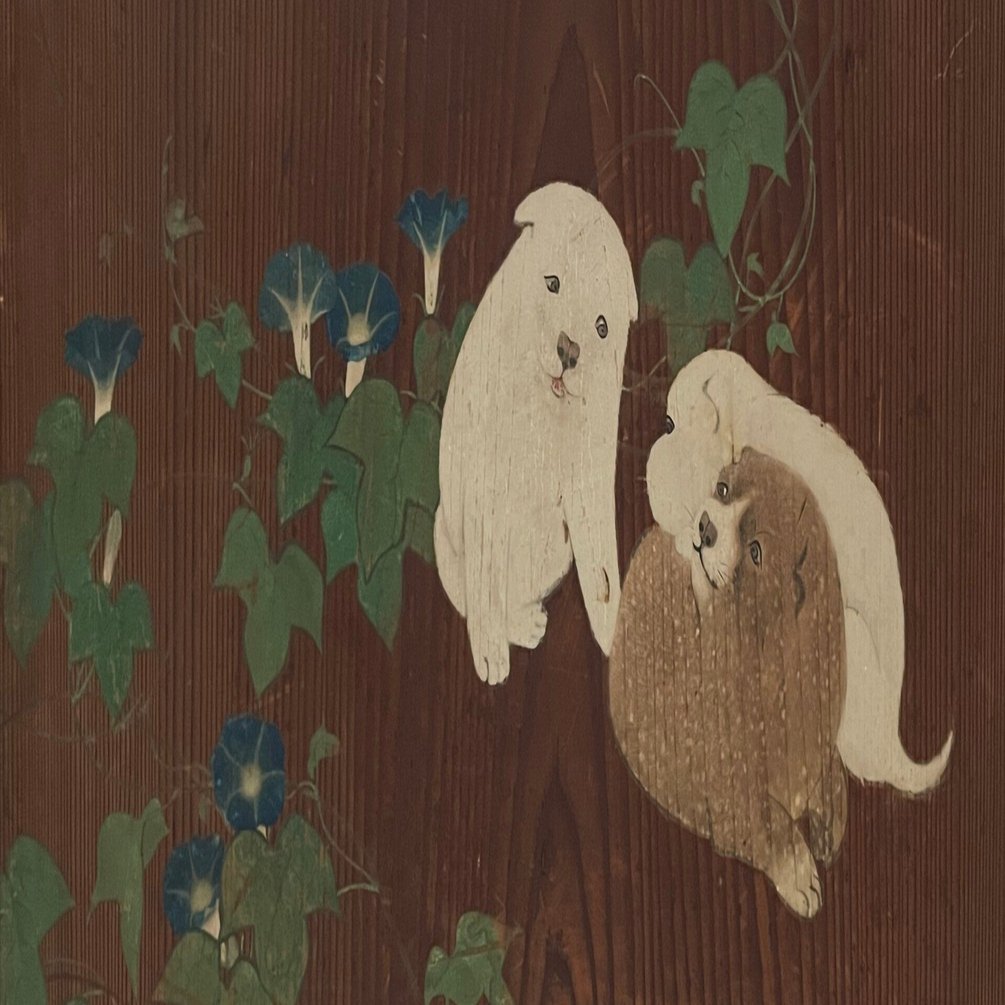 円山応挙が描いた“じゃれあう子犬と朝顔”｜かわかわ