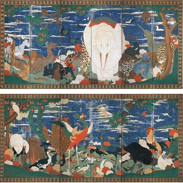 アート解説】鳥獣花木図屏風｜む|考えすぎる人