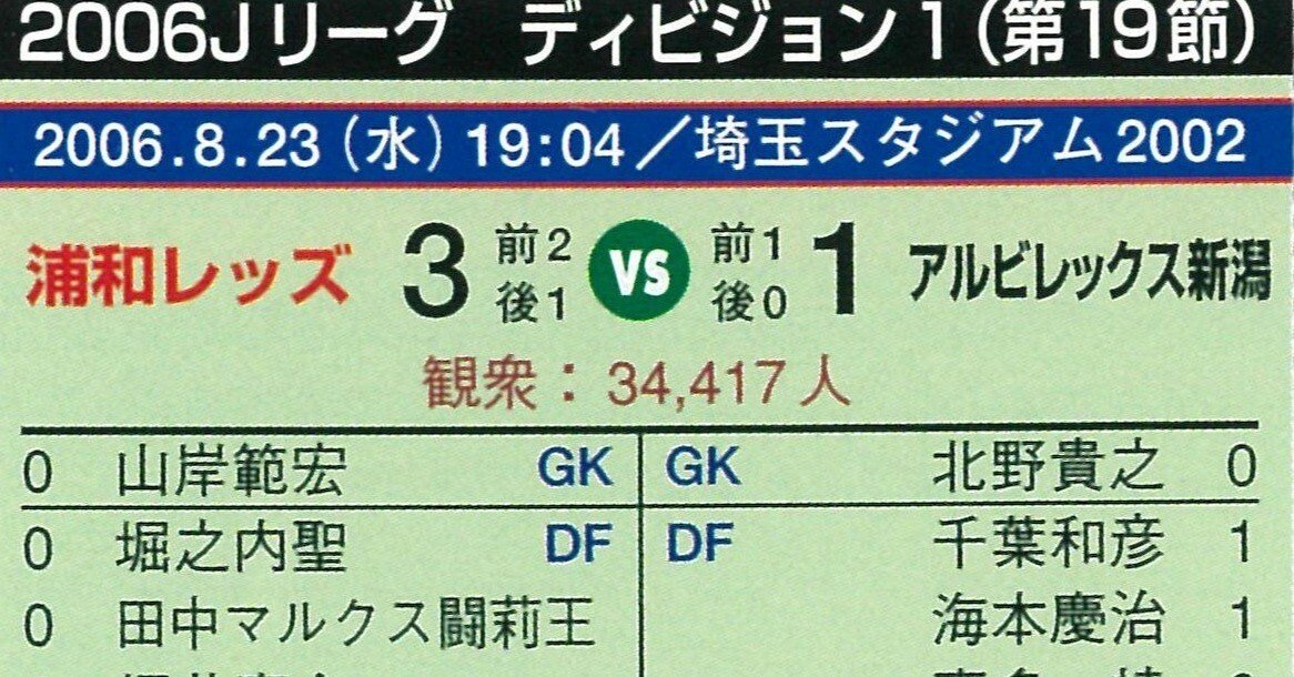8月23日(2006年） ACL制覇の気概を示す「平日埼スタ19時半」の実証