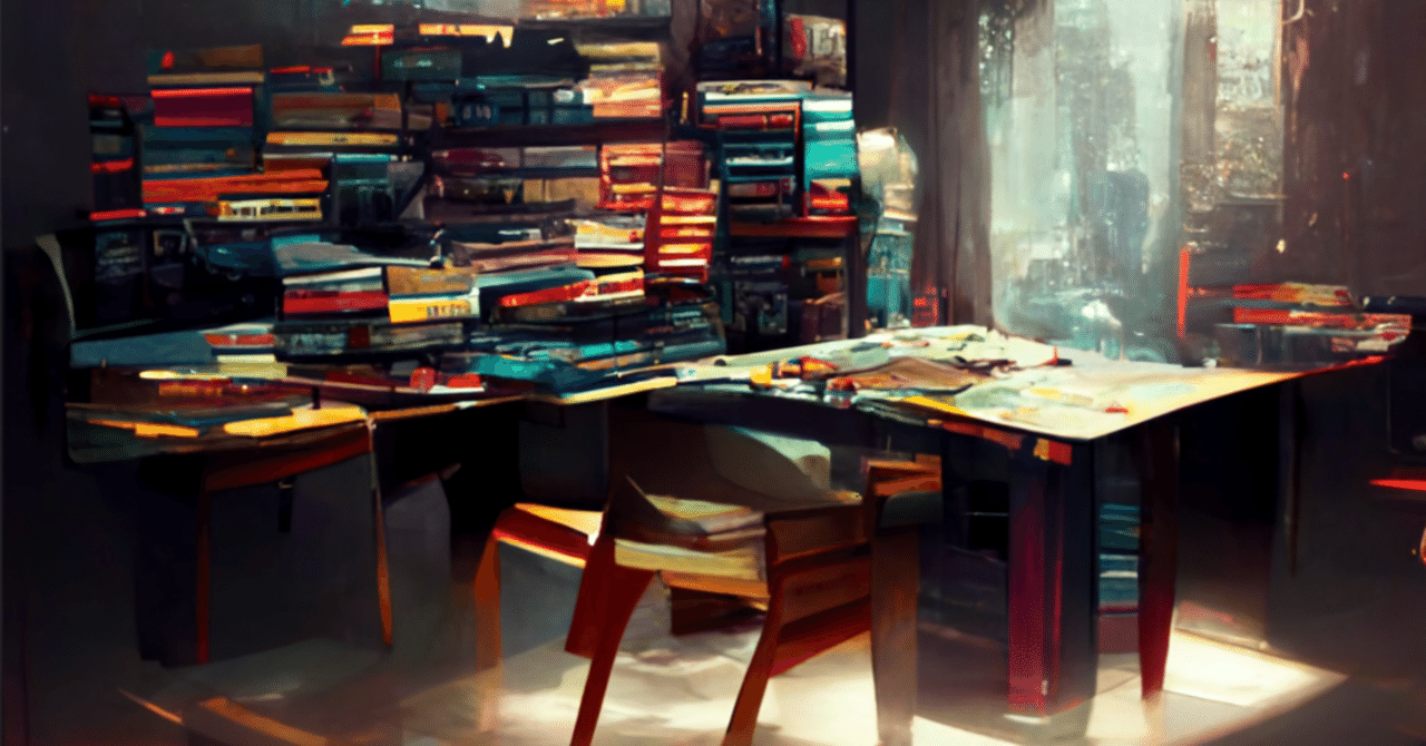 Midjourney 乱雑な書斎 みれのスクラップ Note
