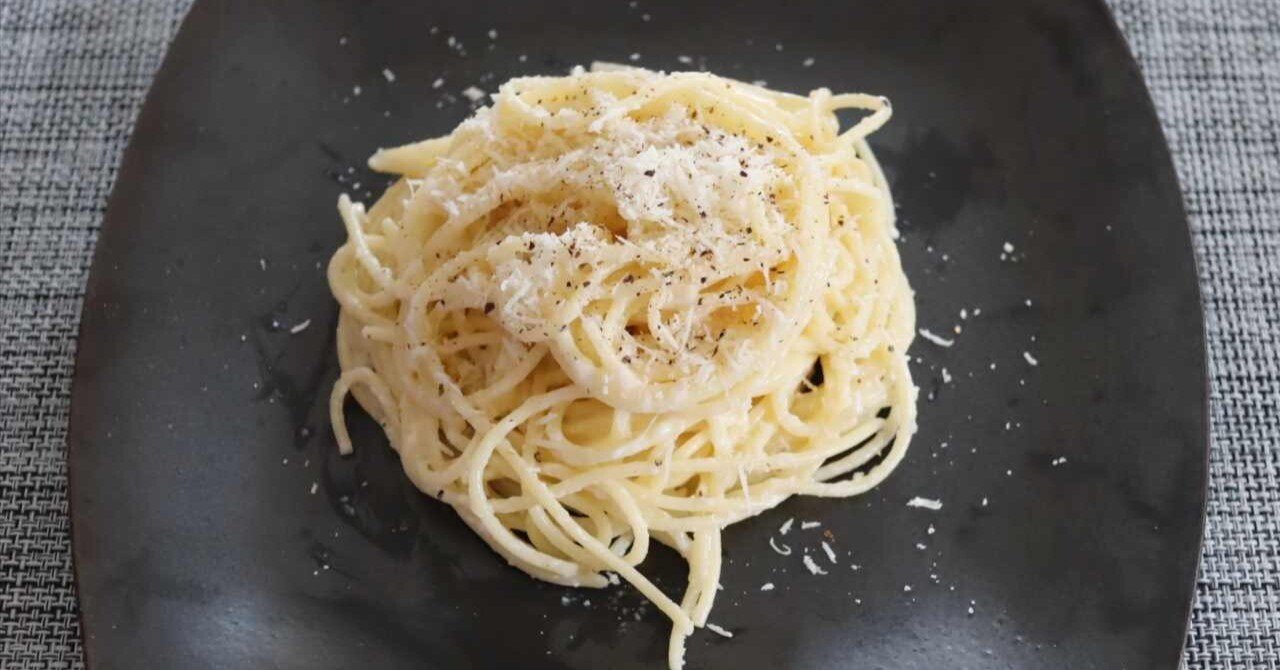 ペコリーノ・ロマーノチーズを使ったパスタカチョエペペ:ホットクック