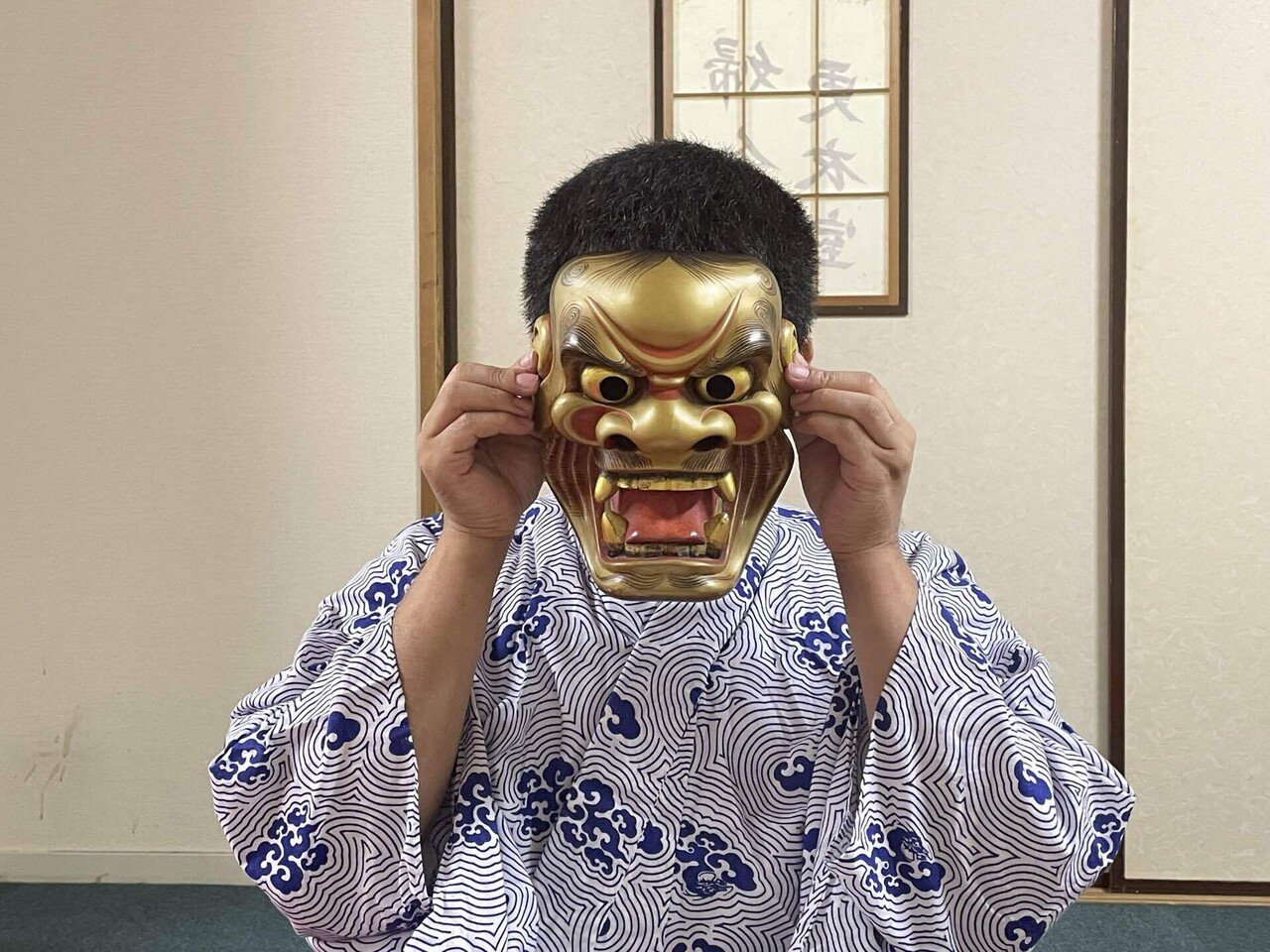 彩] 彩] 獅子口(ししぐち) 面 彩色 能面 狂言面 神楽面 樹脂製／