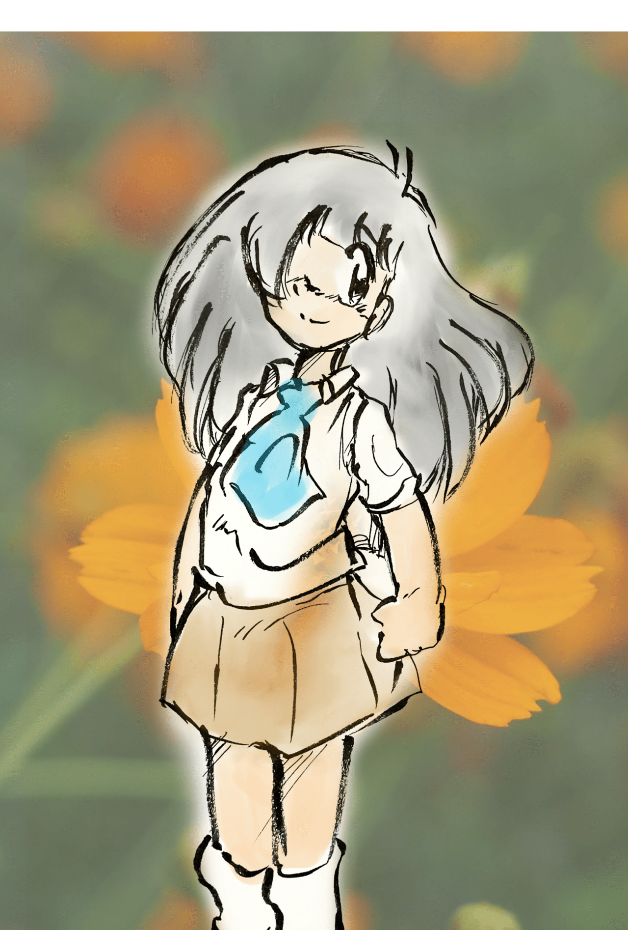 Ipad Miniイラスト花と少女夏の終わり 大山大工 Note