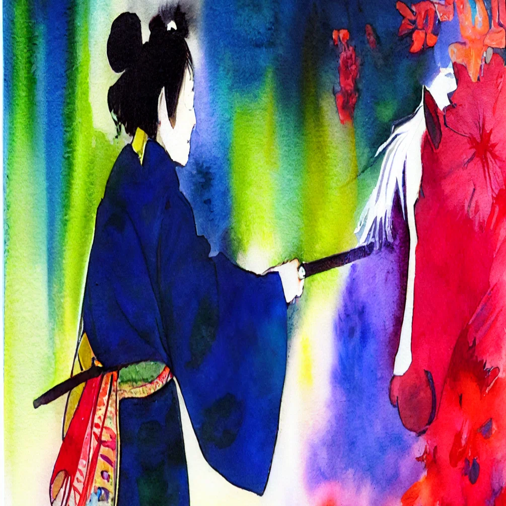 Midjourney:--testで高野聖挿絵9：馬をなだめる・注意！蛭の雨｜みれ