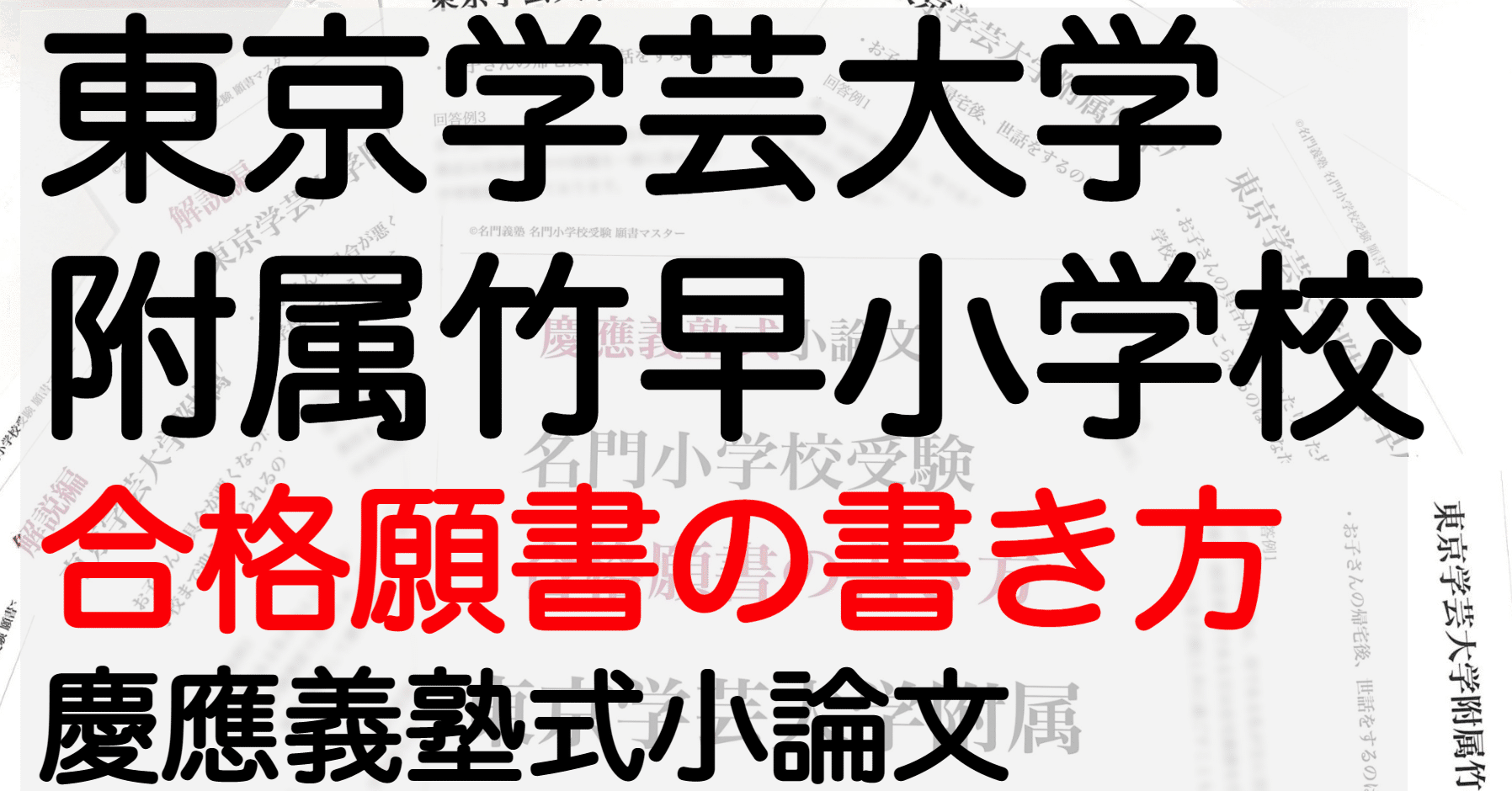2020年度 竹早小学校 願書（男の子用）一東京学芸大学附属竹早