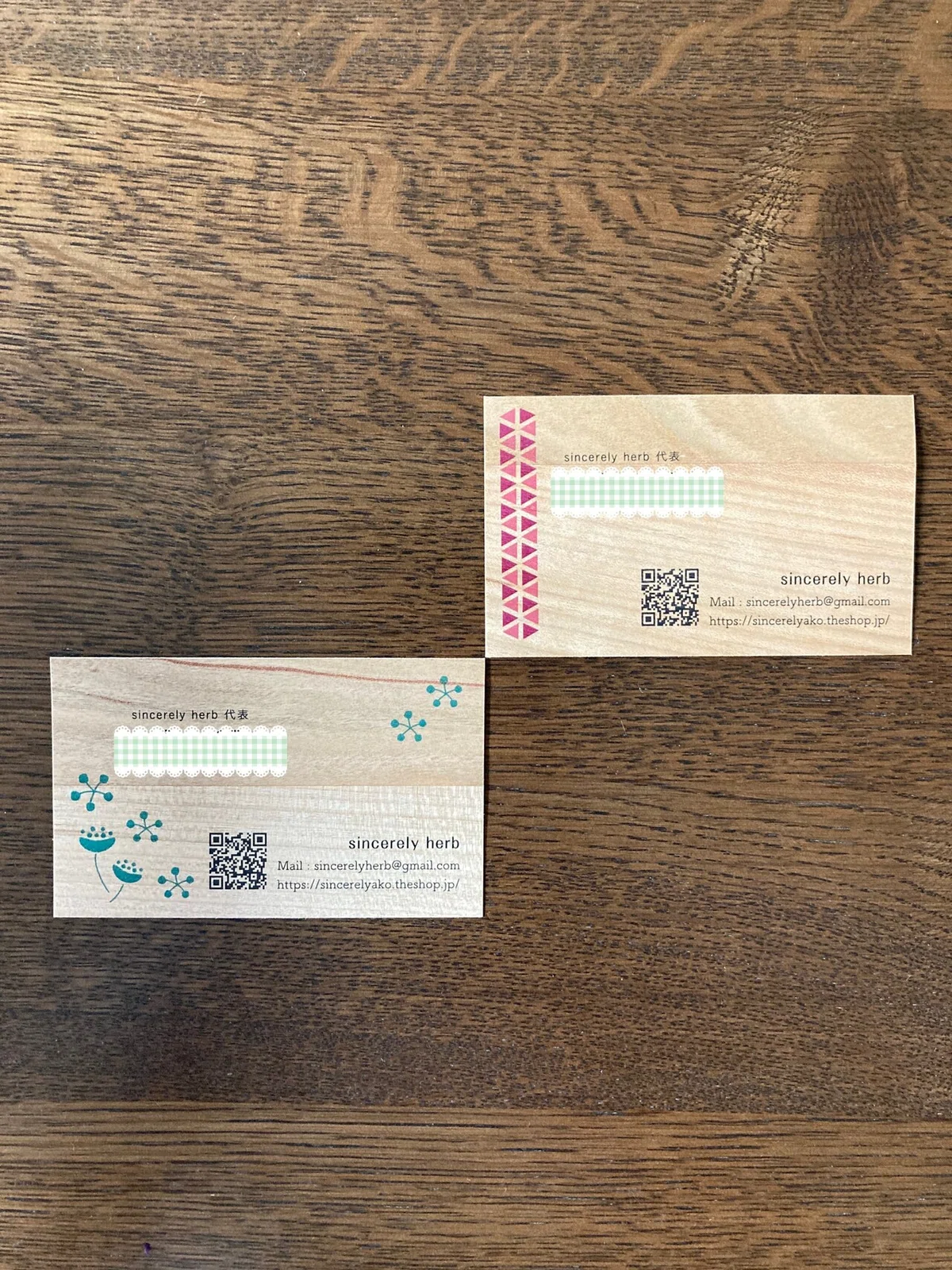 Paper Note Classy Cherry Wood Business Cards|🌿sincerely herb🌿ako