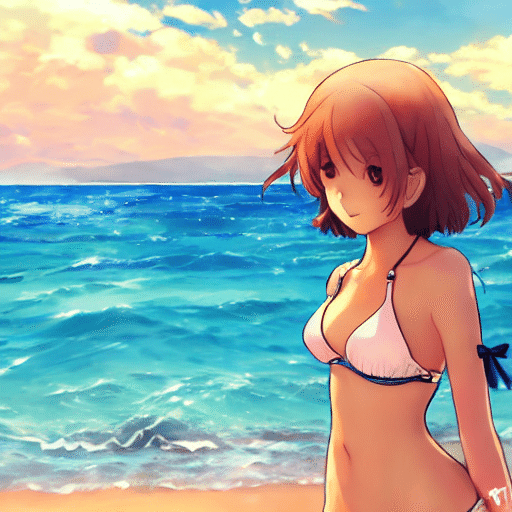 アニメスタイル 水着 女性キャラクター 絵画 水着イラスト